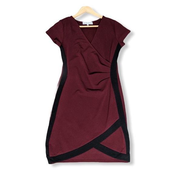 Burgundy Ruched Side Mini Dress - Picture 3 of 8